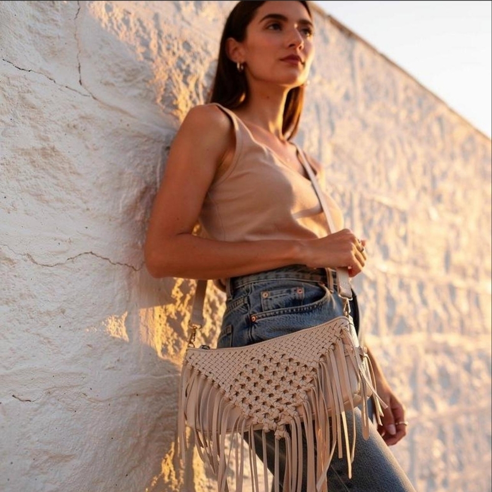 The Sak Filmore Leather 3-in-1 Clutch Fringe Crossbody Shoulder Bag